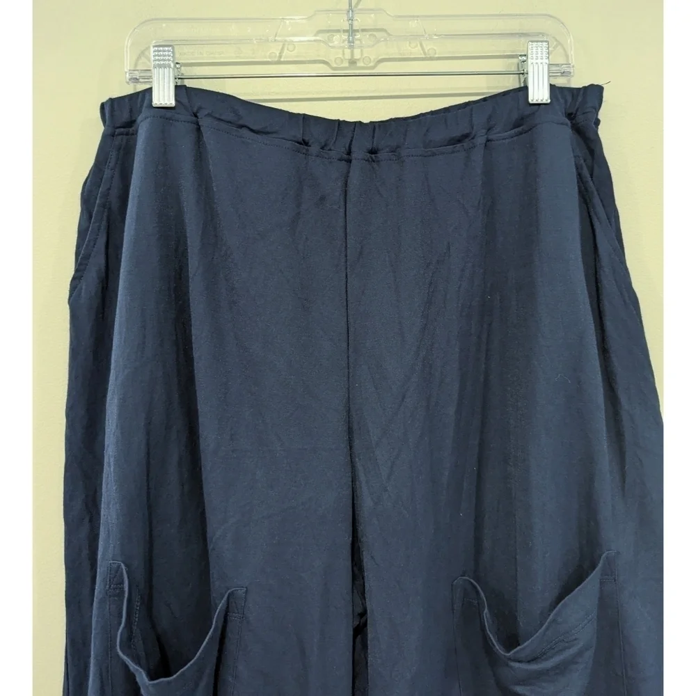 Alembika Blue Front Pocket Pull On Viscose Cropped Pants Size 6